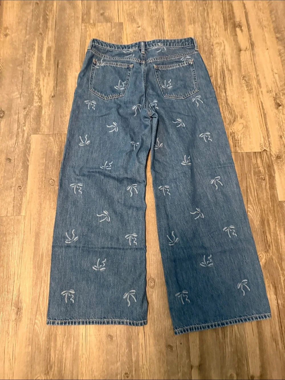 GAP Blue Wide-Leg Embroidered Jeans